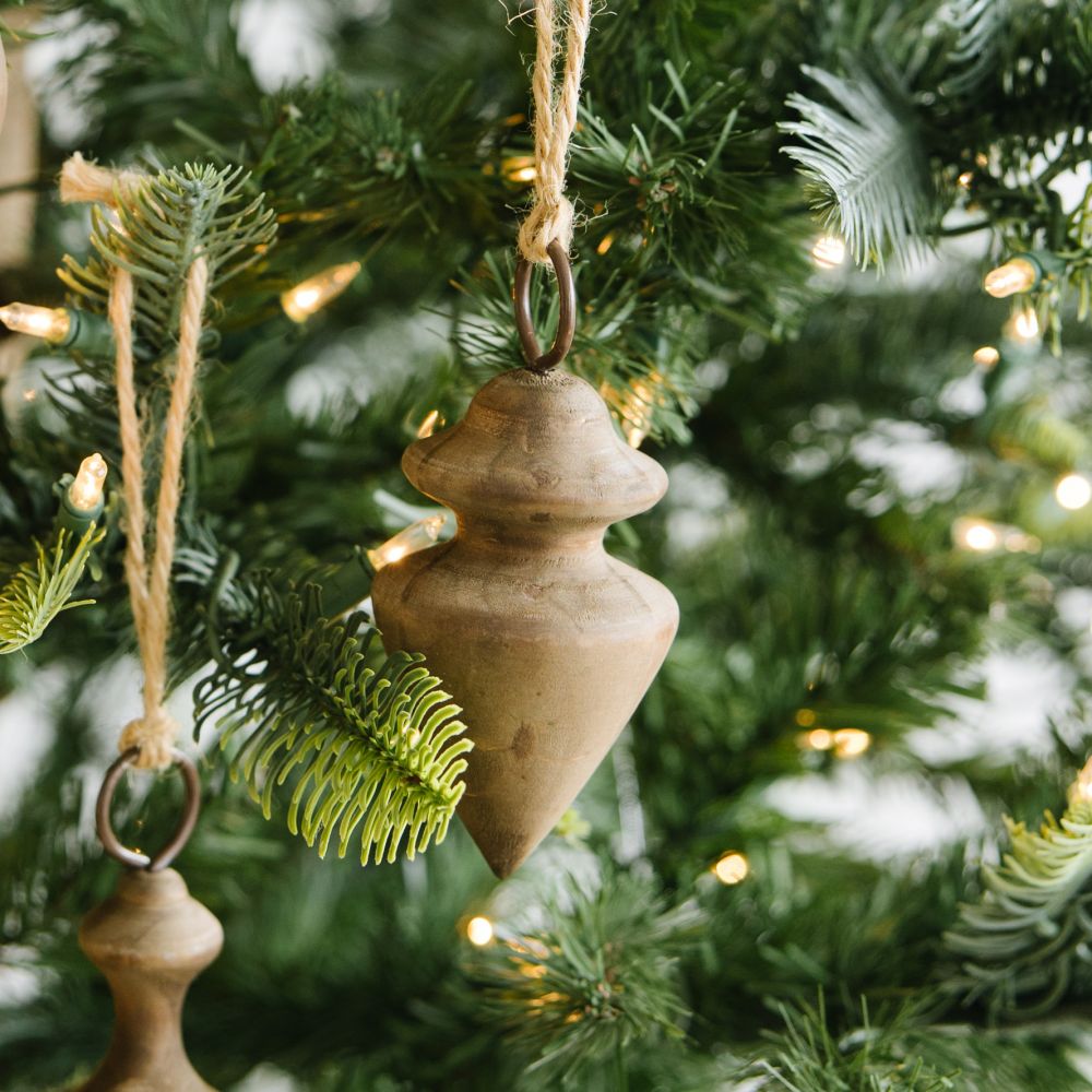 5" Wood Spindle Cutout Ornament - Brown