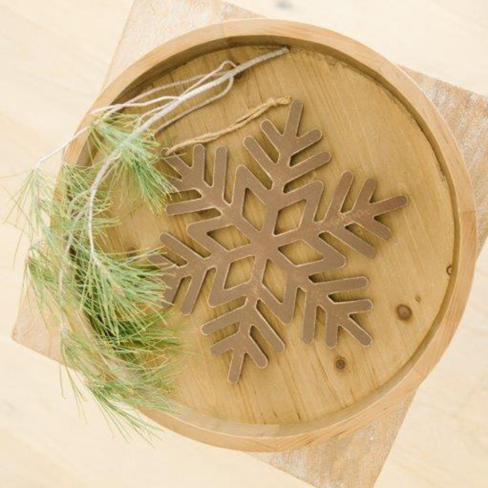12" Wood Cutout Ornament - Snowflake | Brown