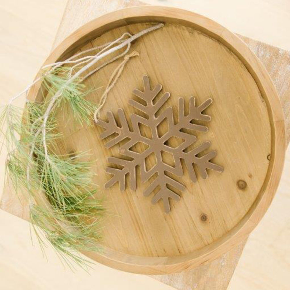 9" Wood Cutout Ornament - Snowflake | Brown