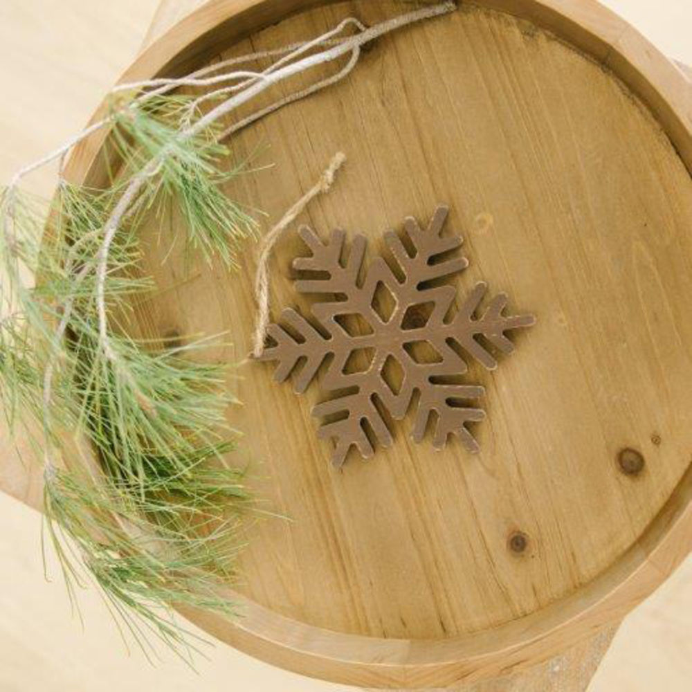 7" Wood Ornament - Snowflake | Natural