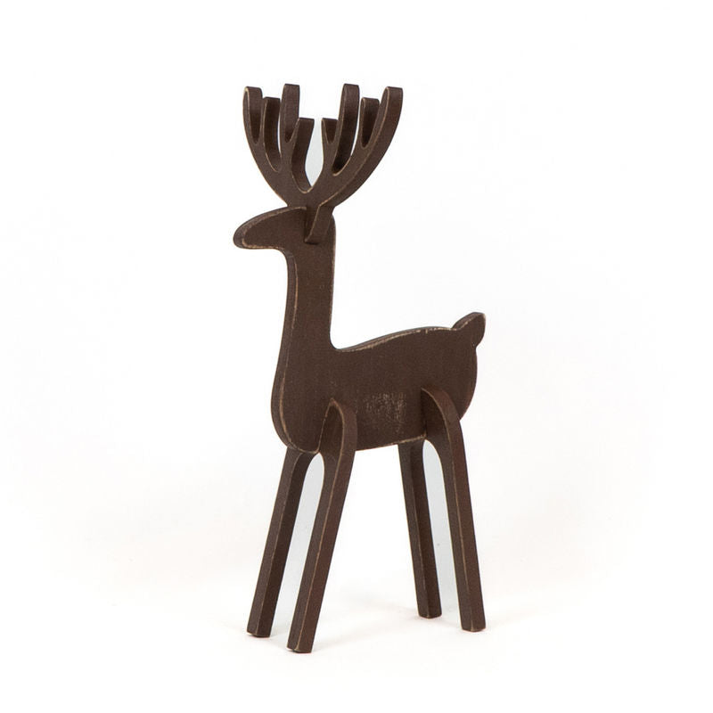 6.25" X 12" X 6.5" Wood Cutout (Reindeer) Brown