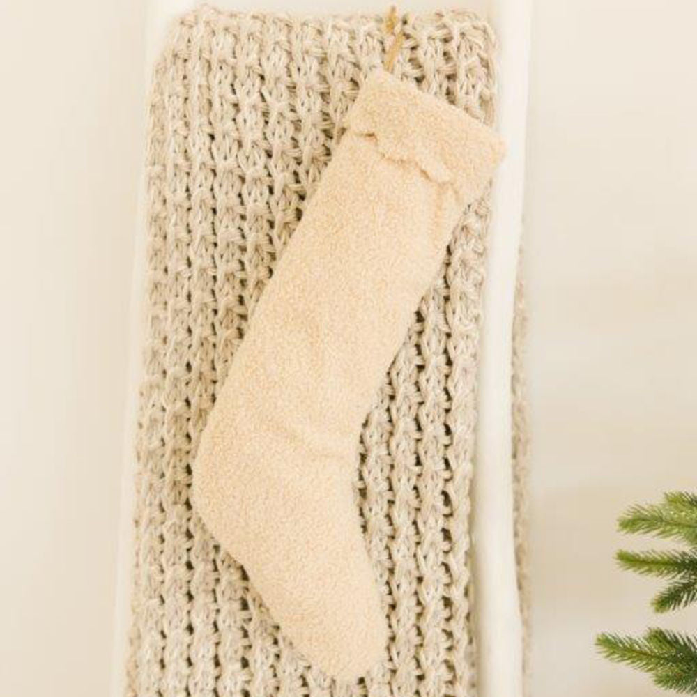 17" Canvas Stocking - Holiday | Tan | Merry and Bright