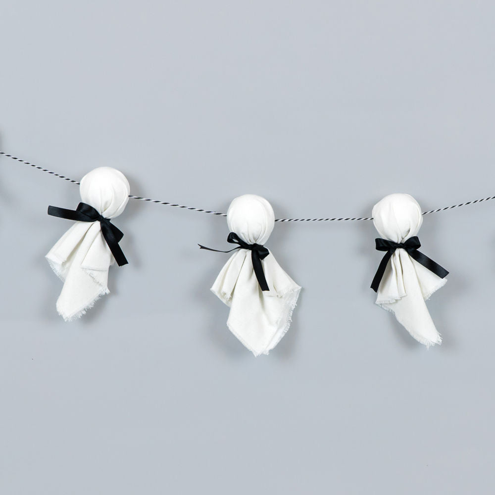 60" Cloth Garland - Ghosts | White and Black