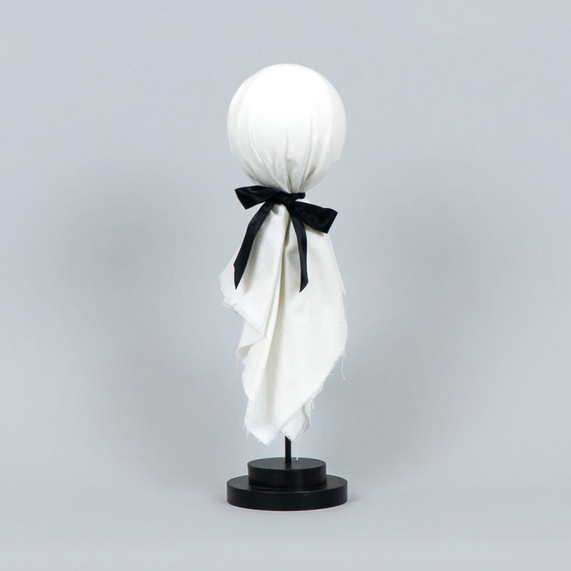 6" X 14" X 4" Wood Shape On Stand (Ghost) White/Black