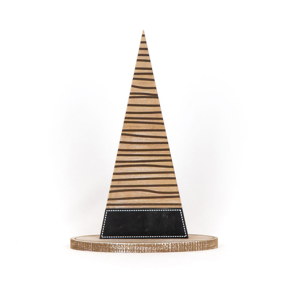 13.75" Wood Witch Hat - Stripe | Multicolor