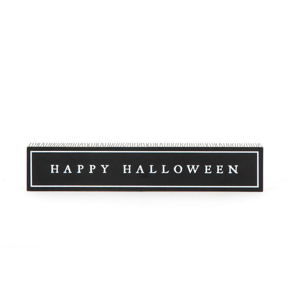 13" Reversible Wood Brick - Halloween and Autumn | White and Black