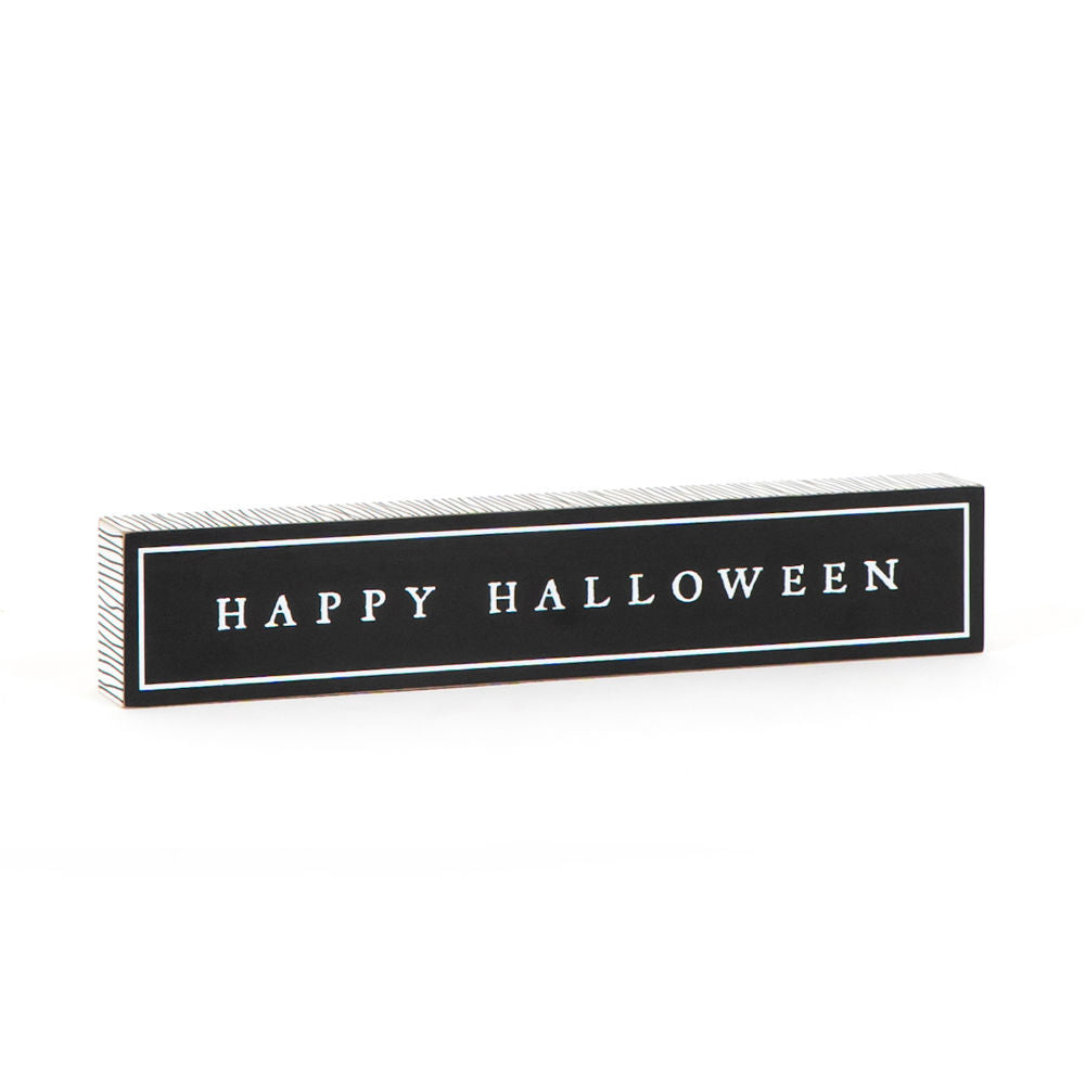 13" Reversible Wood Brick - Halloween and Autumn | White and Black