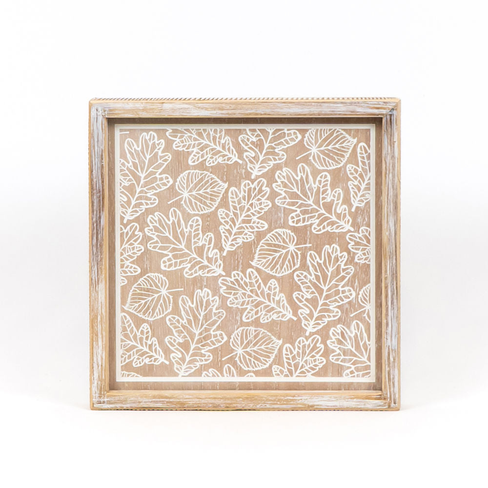10" Reversible Wood Frame Sign - Web and Leaves | Multicolor