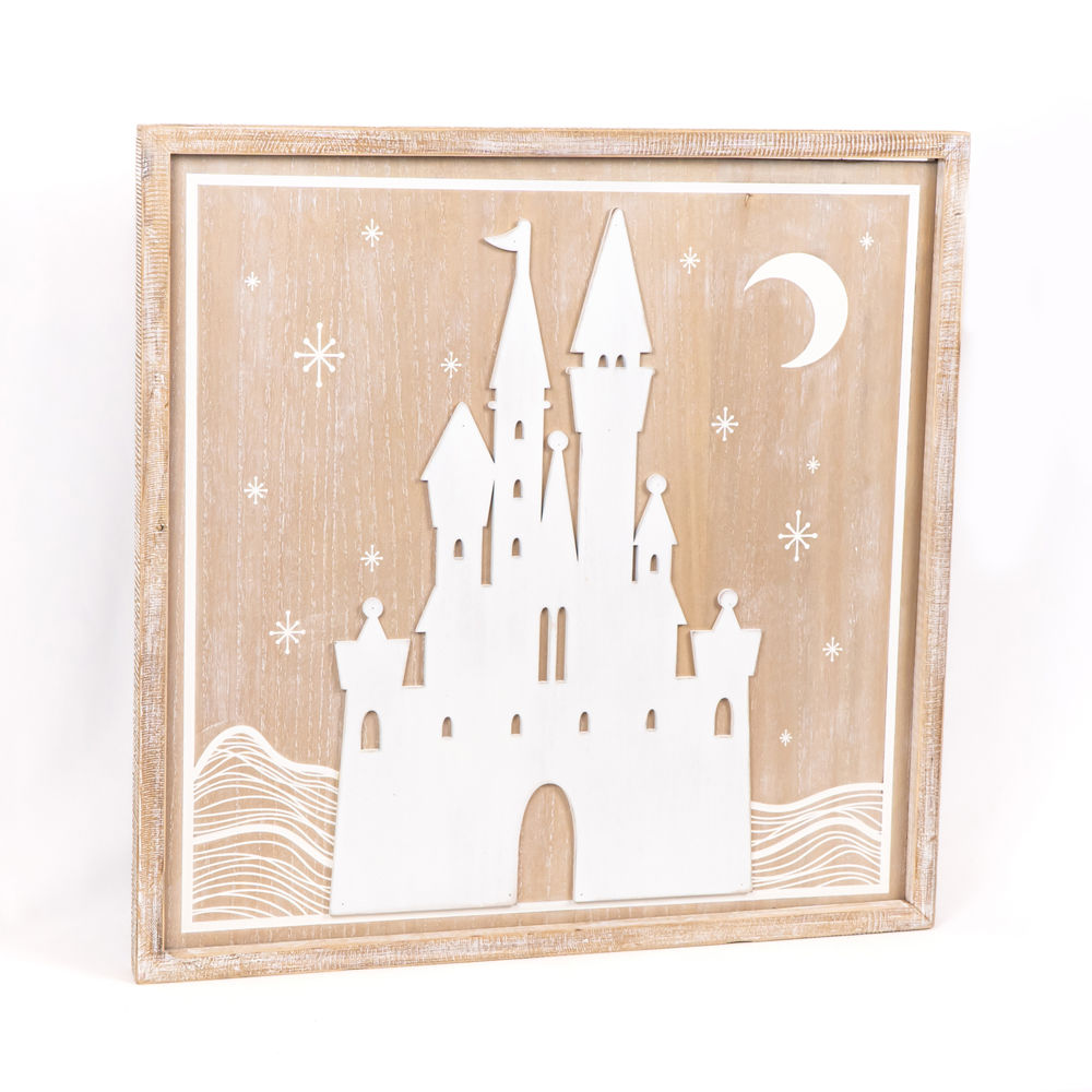 25" Reversible Wood Frame Sign - Haunted/Castle | Natural, White and Black