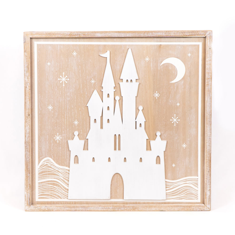 25" Reversible Wood Frame Sign - Haunted/Castle | Natural, White and Black