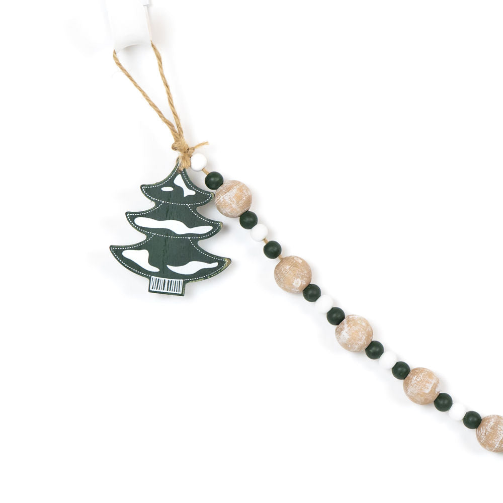 35" Wood Bead Garland With Tassels - Tree