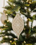 7" Wood Egg Ornament - Natural/White/Black