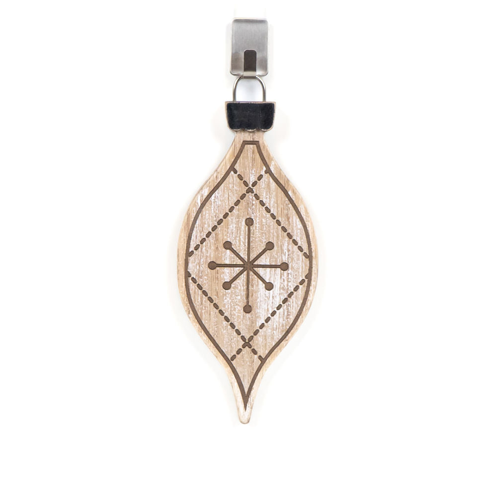 7" Wood Egg Ornament - Natural/White/Black