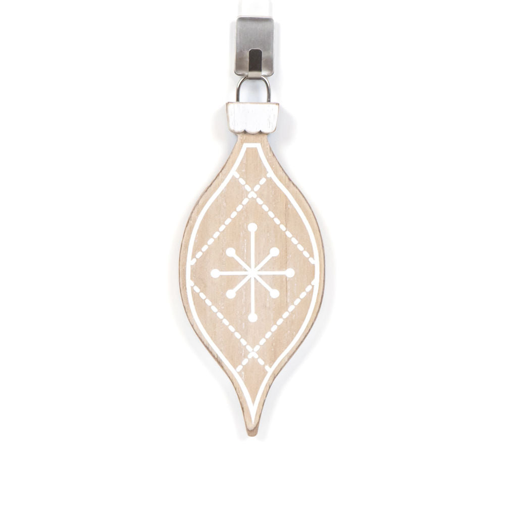 7" Wood Egg Ornament - Natural/White/Black