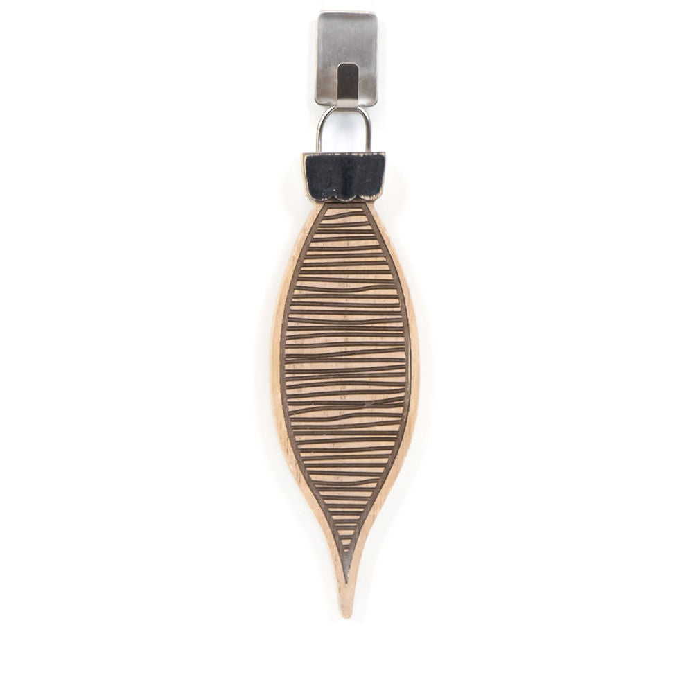 6" Wood Egg Ornament - Striped | Natural/White/Black