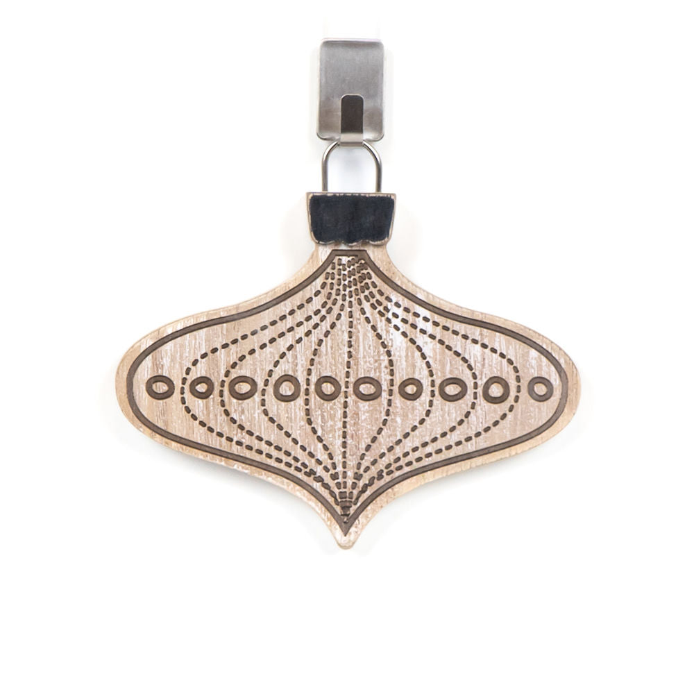 5" Wood Ornament - Lamp Dot | Natural, White and Black