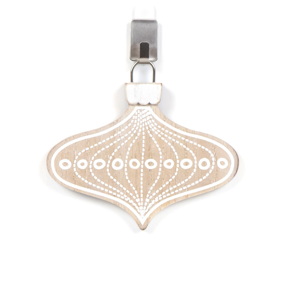 5" Wood Ornament - Lamp Dot | Natural, White and Black