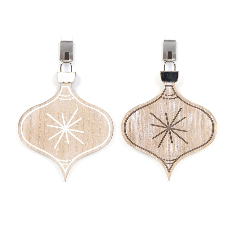 3.25" X 4" X .5" Wood Ornament (Lamp Star) Natural/White/Black