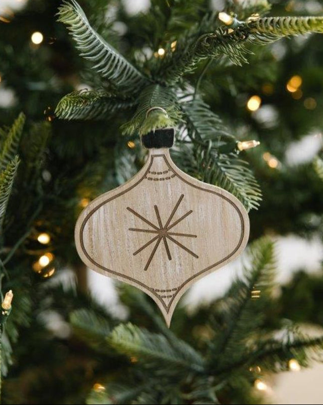 4" Wood Lamp Post Reversible Ornament - Natural/White/Black