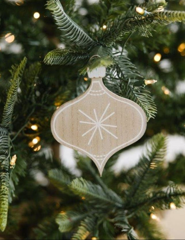 4" Wood Lamp Post Reversible Ornament - Natural/White/Black