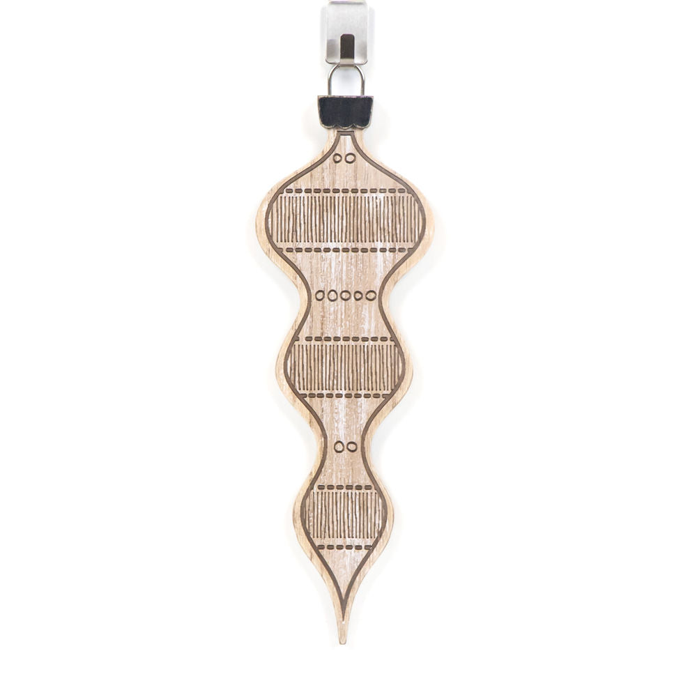 10" Reversible Wood Teardrop Ornament - Natural/White/Black