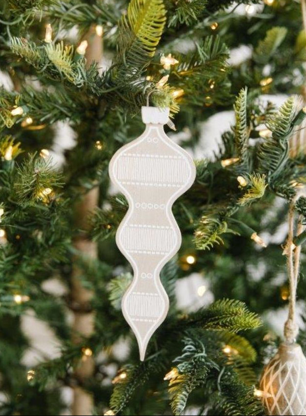 10" Reversible Wood Teardrop Ornament - Natural/White/Black