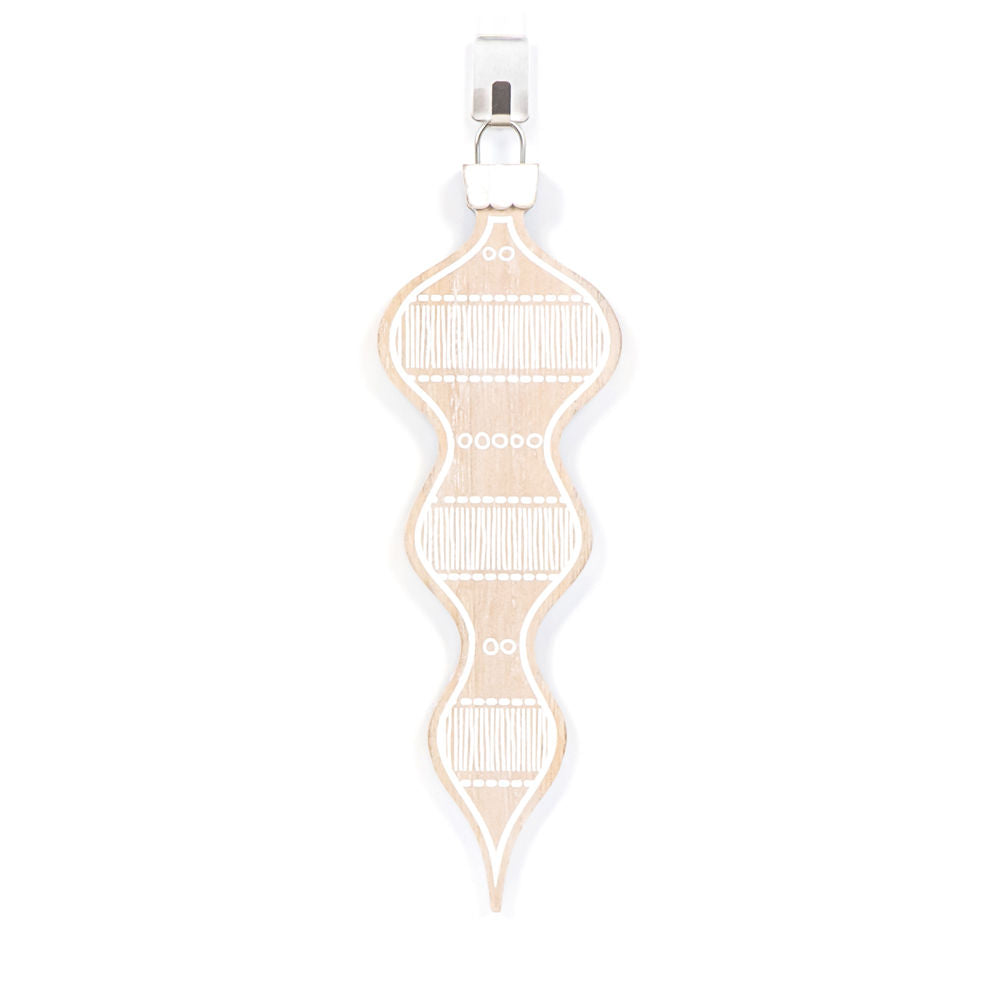 10" Reversible Wood Teardrop Ornament - Natural/White/Black