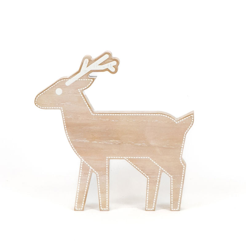 8" X 8" X 1"  Reversible Chunky Wood Shape (Deer) Natural/White