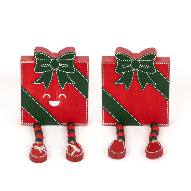 4" X 4.5" X 1" Reversible Chunky Wood Shape With Beads (Gift) Red/Green/White