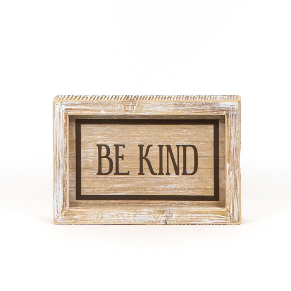 7" x 5" Reversible Wood Framed Sign - Be Merry and Be Kind | Snowflake