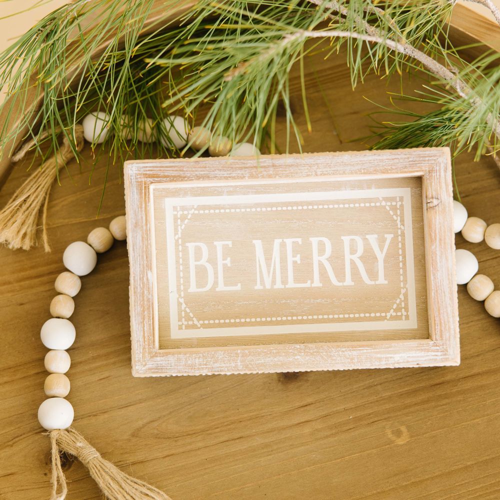 7" x 5" Reversible Wood Framed Sign - Be Merry and Be Kind | Snowflake