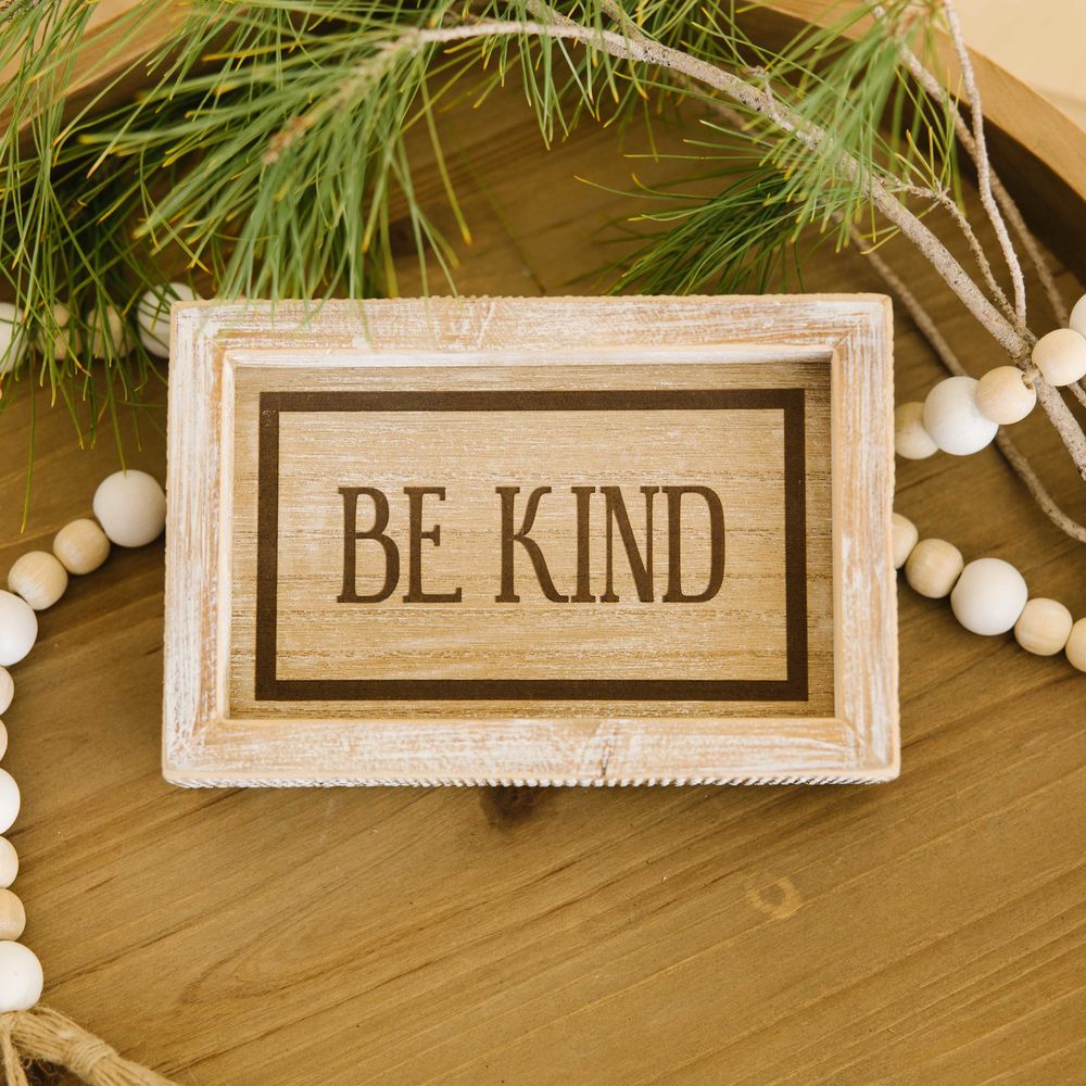 7" x 5" Reversible Wood Framed Sign - Be Merry and Be Kind | Snowflake