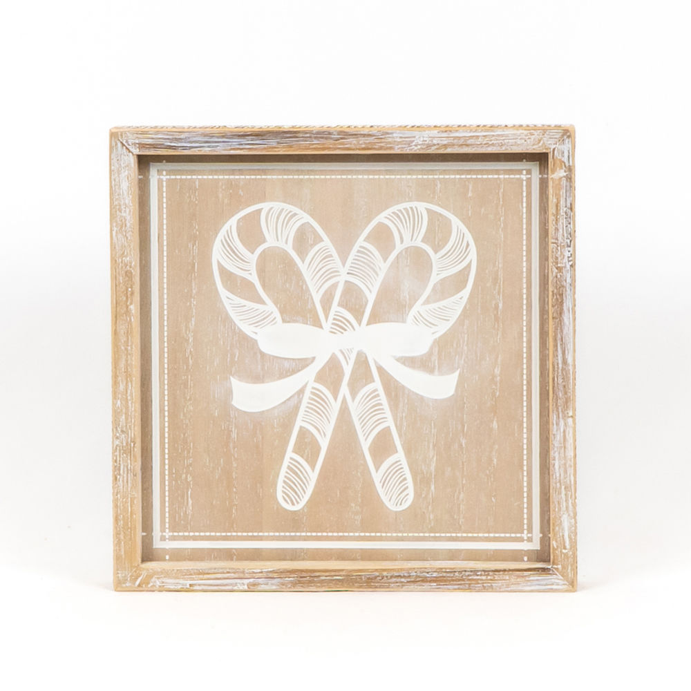 10" Reversible Wood Frame Sign - Candy/Wood | Natural and White