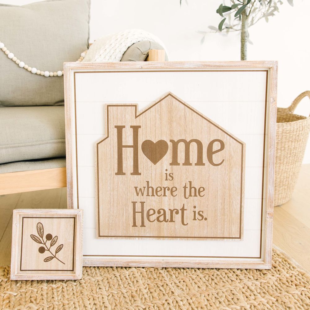 25" Reversible Wood Frame Sign - Home for the Holidays/Heart | Multicolor