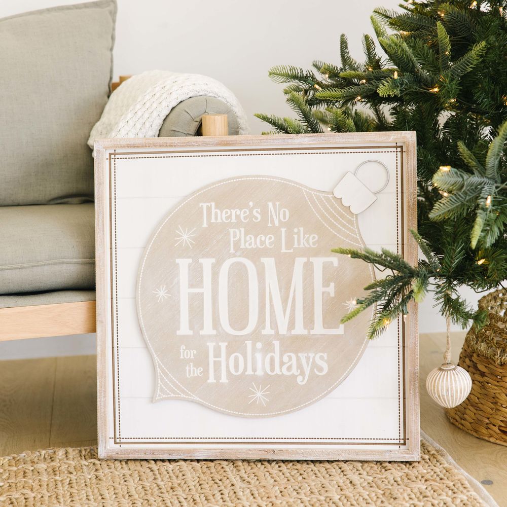 25" Reversible Wood Frame Sign - Home for the Holidays/Heart | Multicolor
