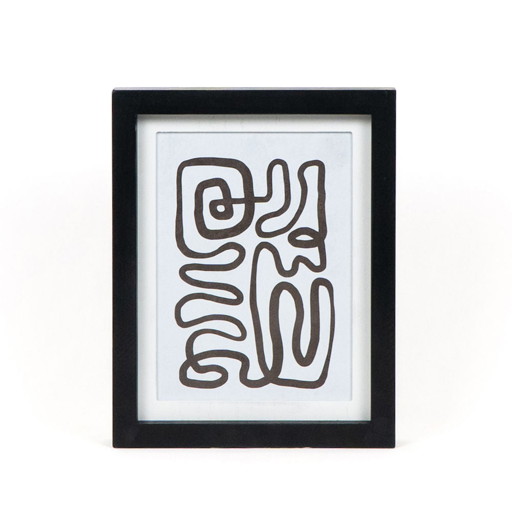 10" x 12" Reversible Wood Framed Sign - Butterfly/Abstract | Black, White and Brown