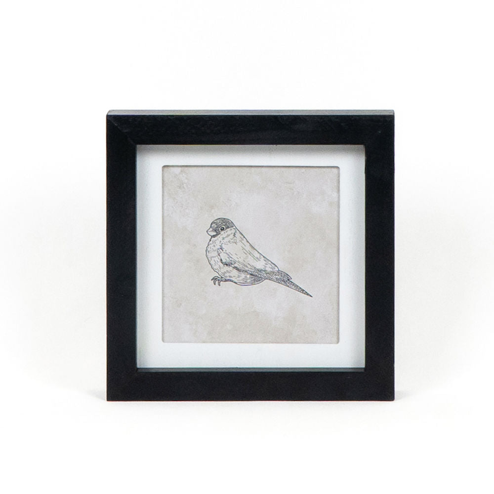 7" Reversible Wood Framed Sign - Woman and Bird | Black, White and Brown