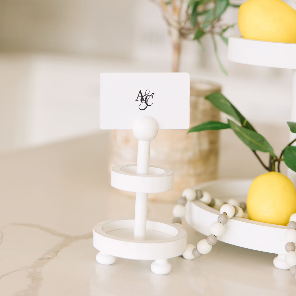 6" Mini Two-Tiered Wood Tray - White