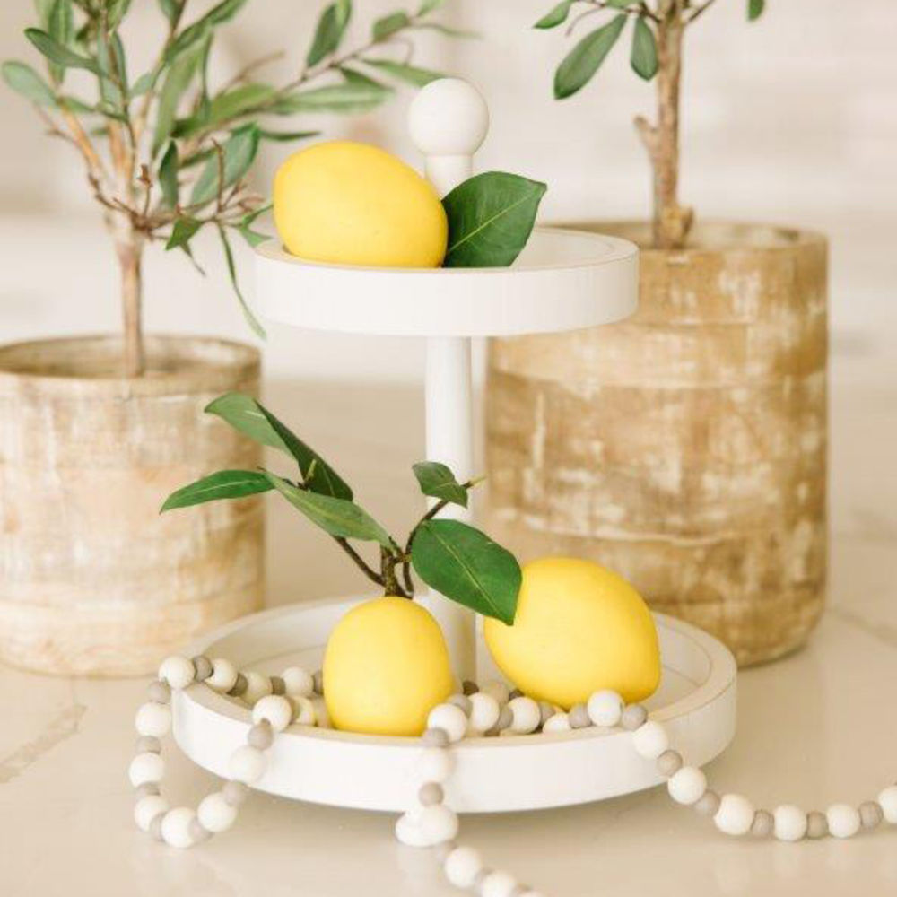 10" x 12" Small Two-Tiered Wood Tray | White