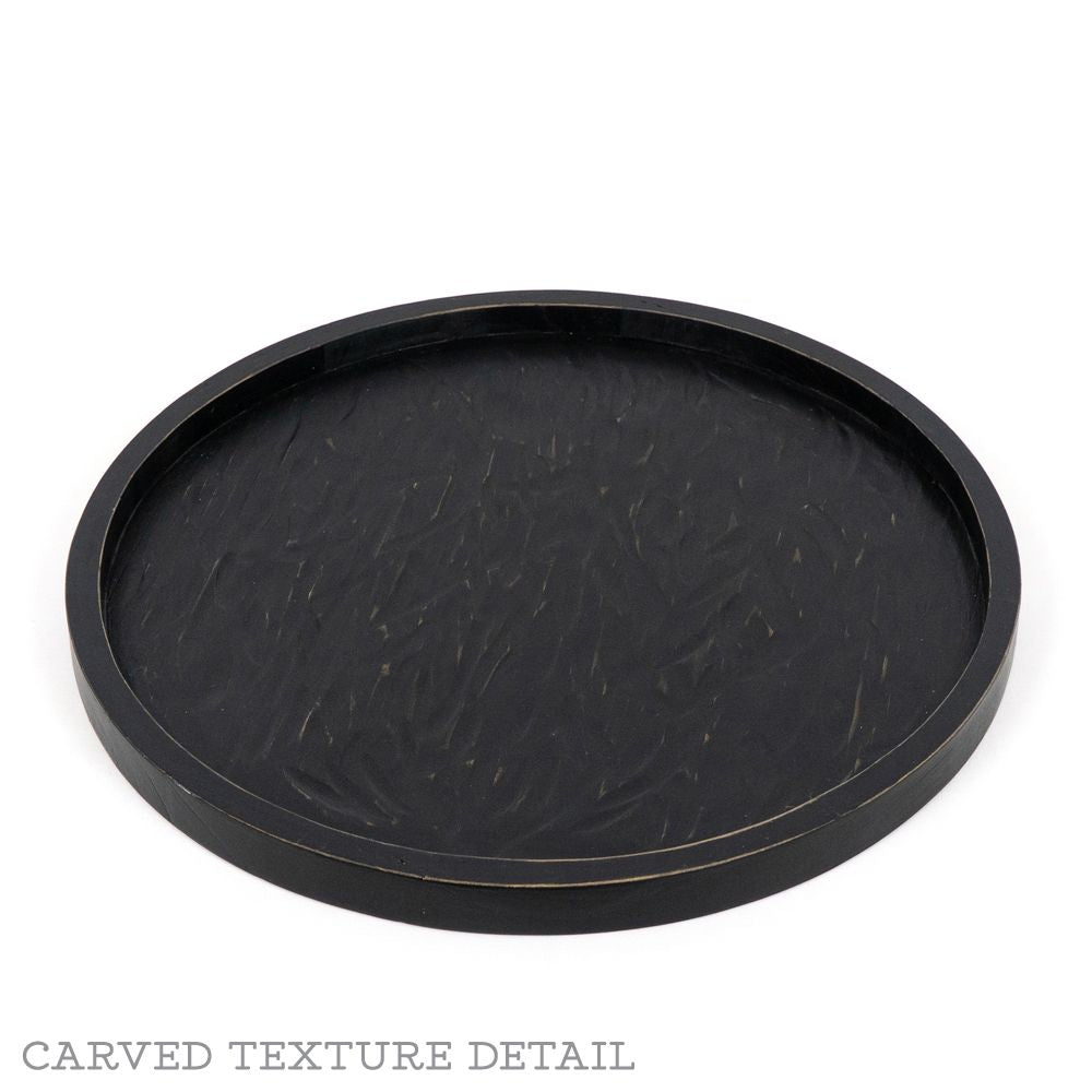 16" Wood Round Tray - Black