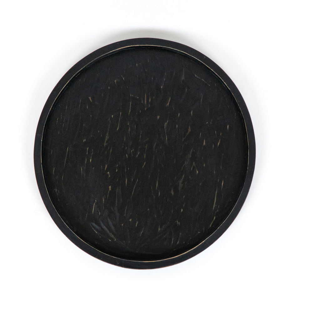 16" Wood Round Tray - Black