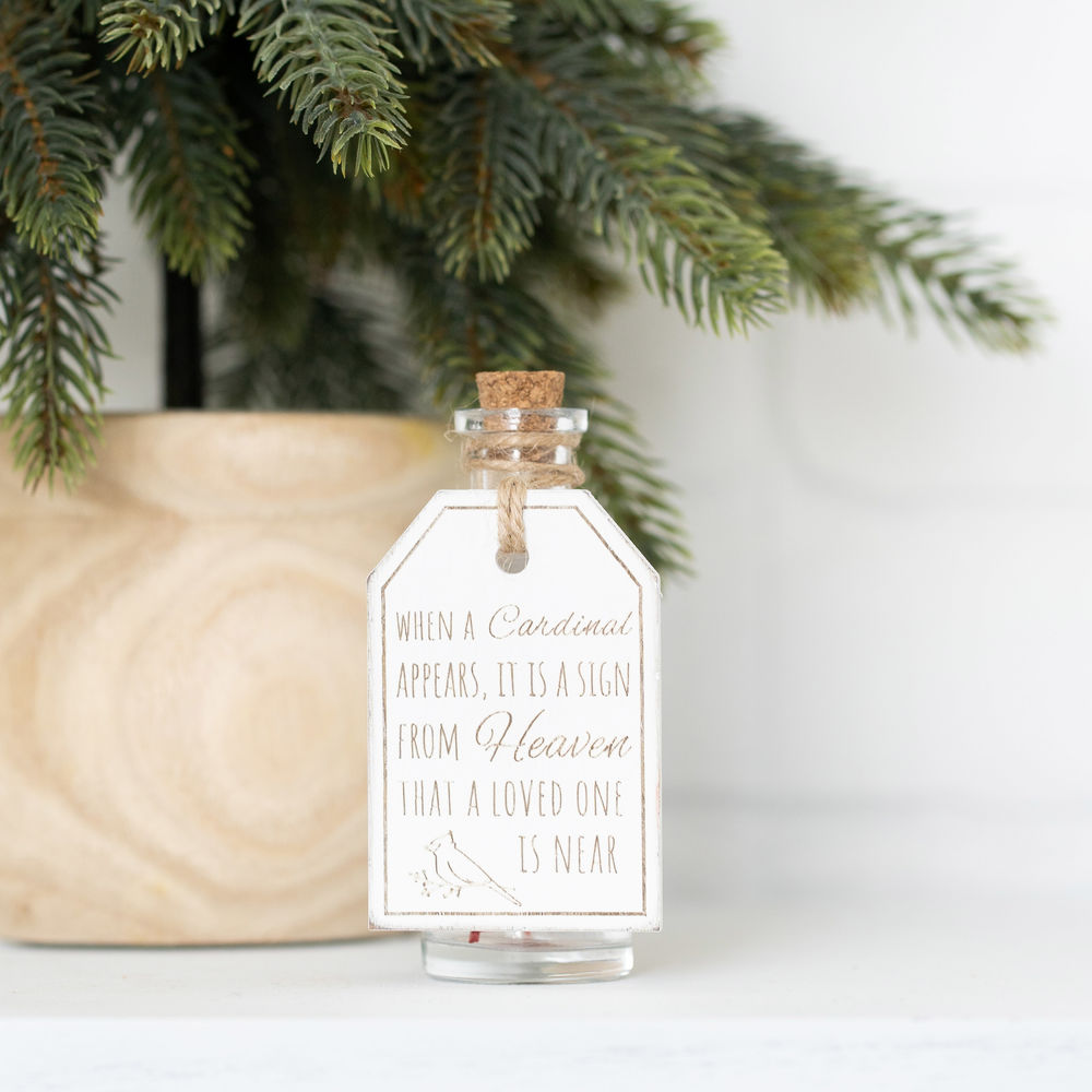 4" Wood Tag and Keepsake Container - Cardinal | Multicolor