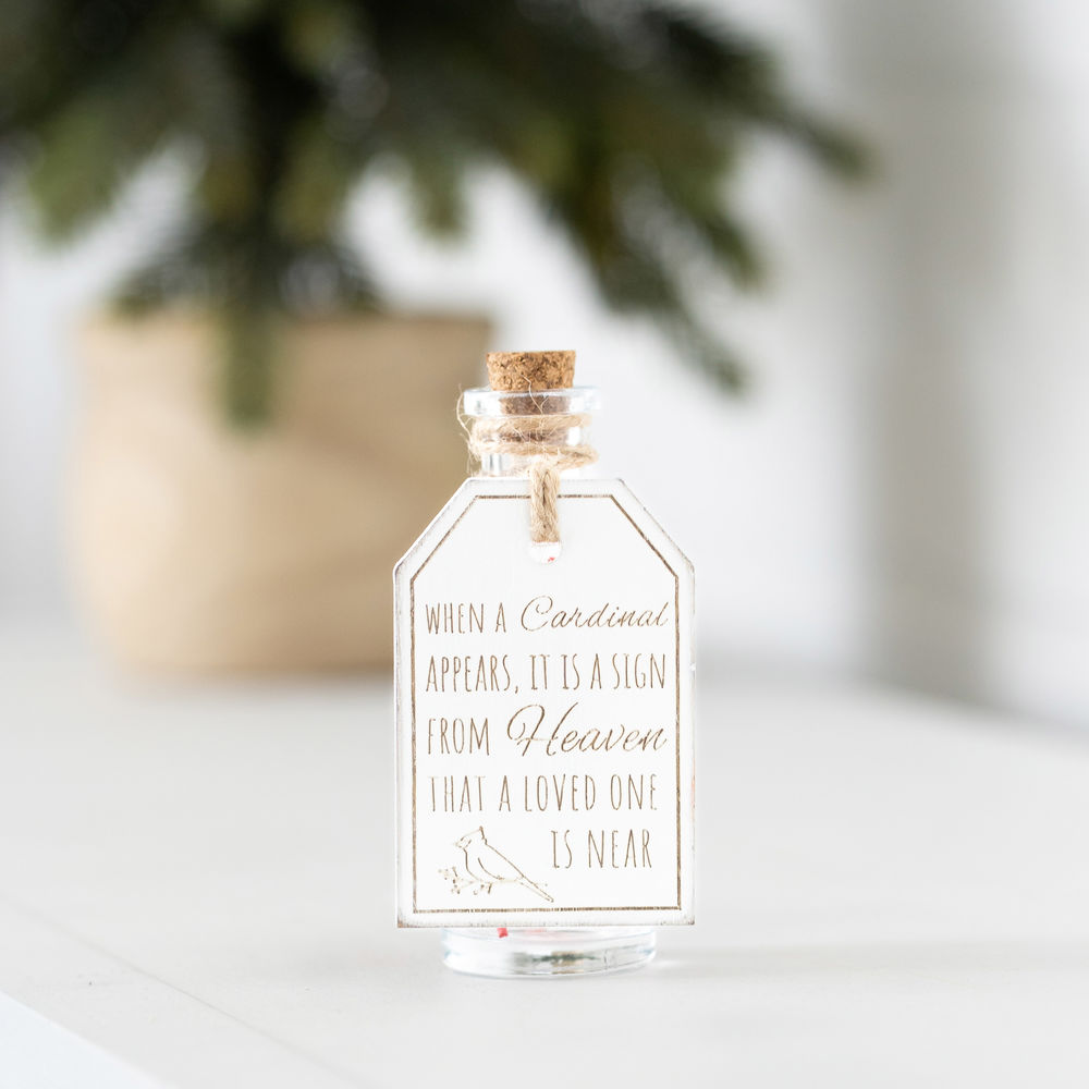 4" Wood Tag and Keepsake Container - Cardinal | Multicolor