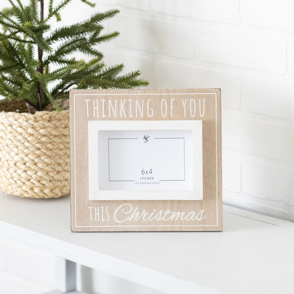 9" x 9" Wood Photo Frame - Thinking Of You This Christmas | Holds 4x6 Photo