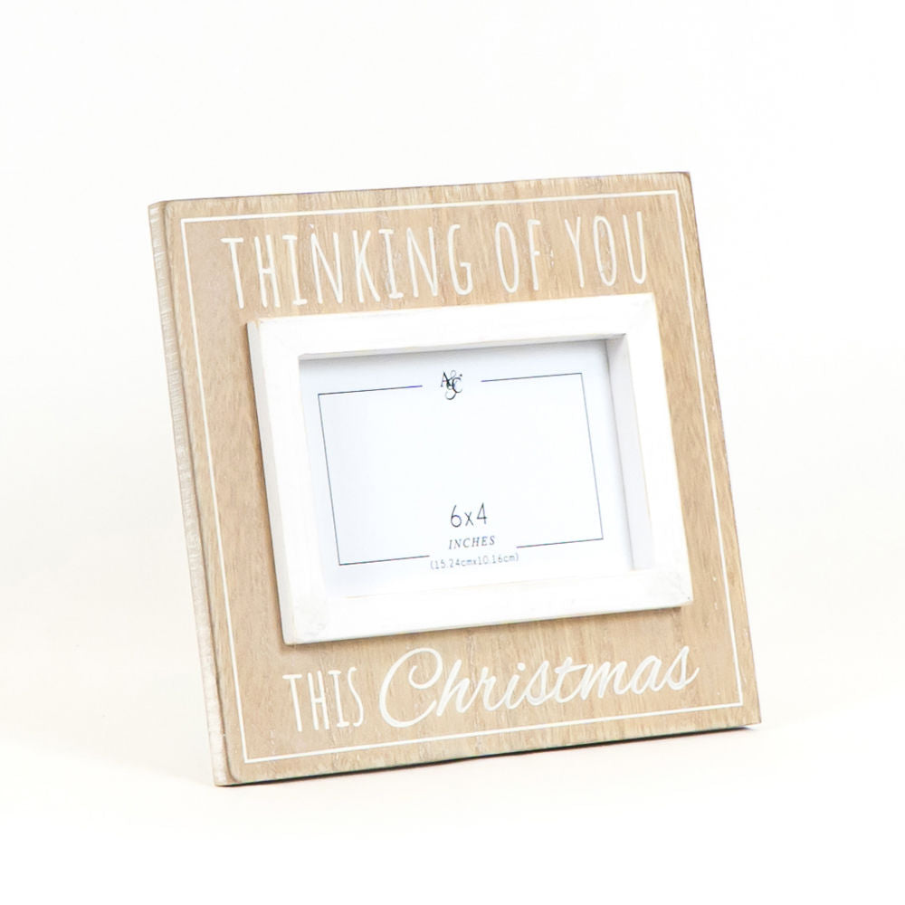 9" x 9" Wood Photo Frame - Thinking Of You This Christmas | Holds 4x6 Photo
