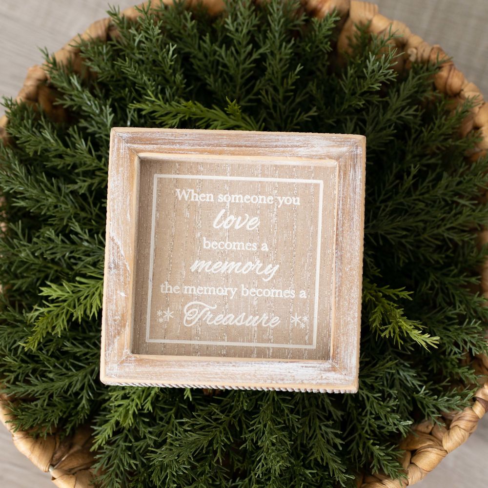5" Wood Framed Sign - Memory and Treasure | Natural and White