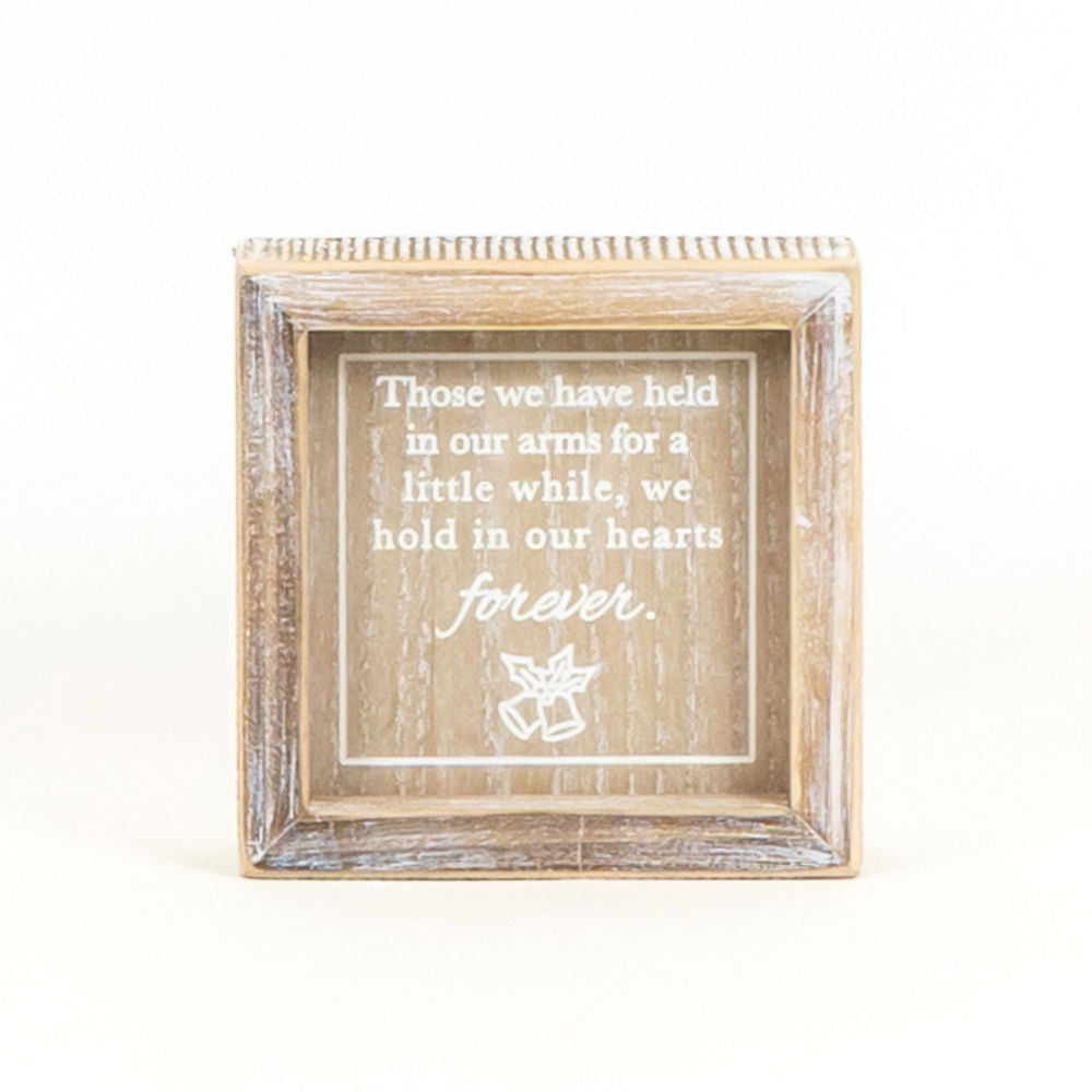 5" X 5" X 1.5" Wood Framed Sign (Hearts Forever) Natural/White