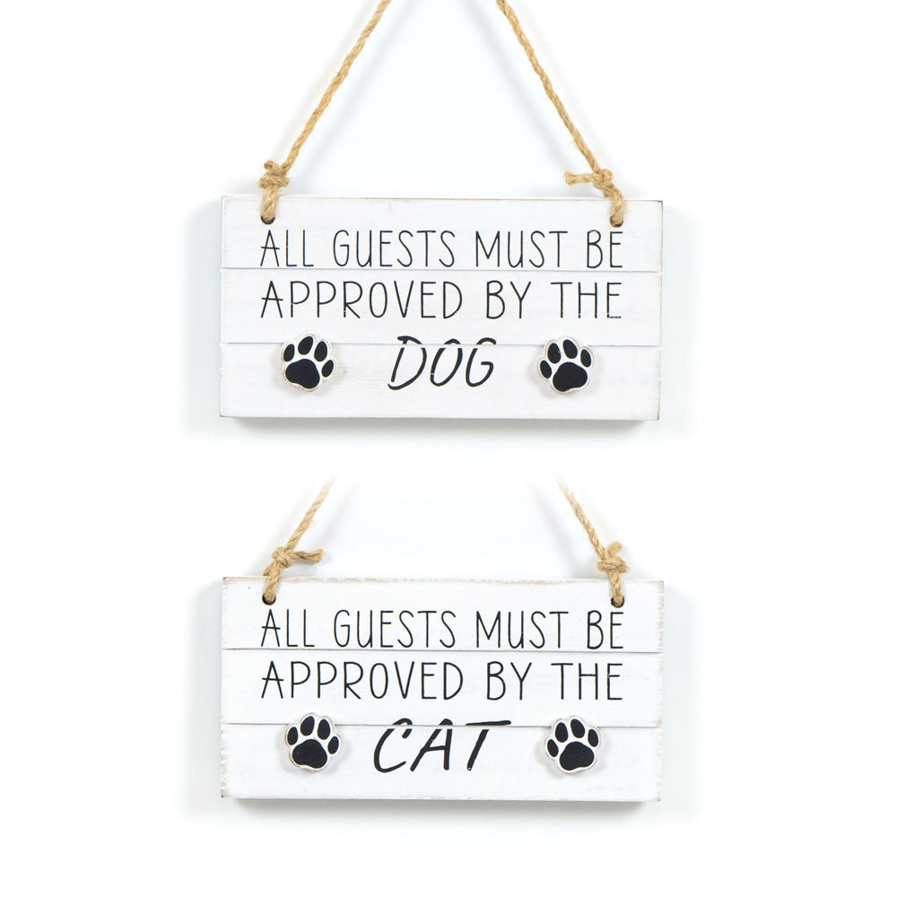 6" x 3" Reversible Hanging Wood Tile - Dog/Cat Approved | White and Black | Fur Babies Collection