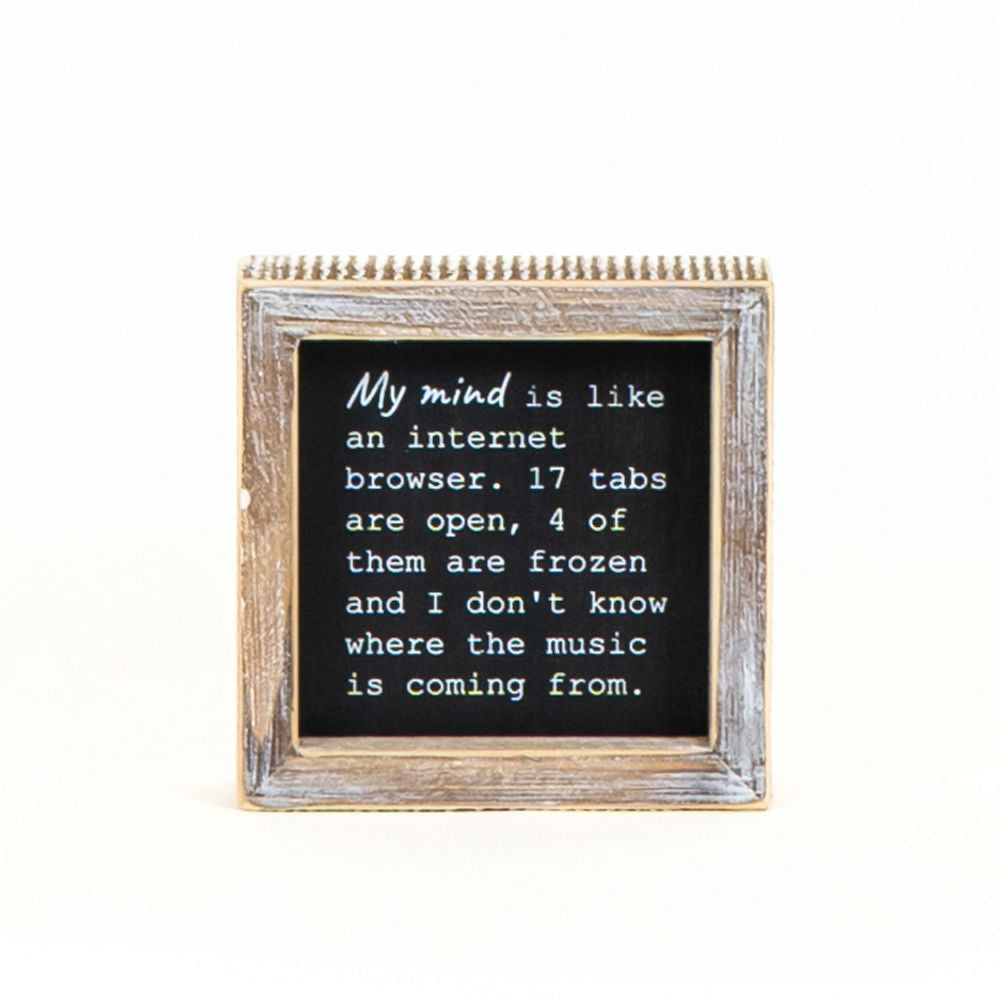 5" Reversible Wood Framed Sign - Browser and Problems | White and Black