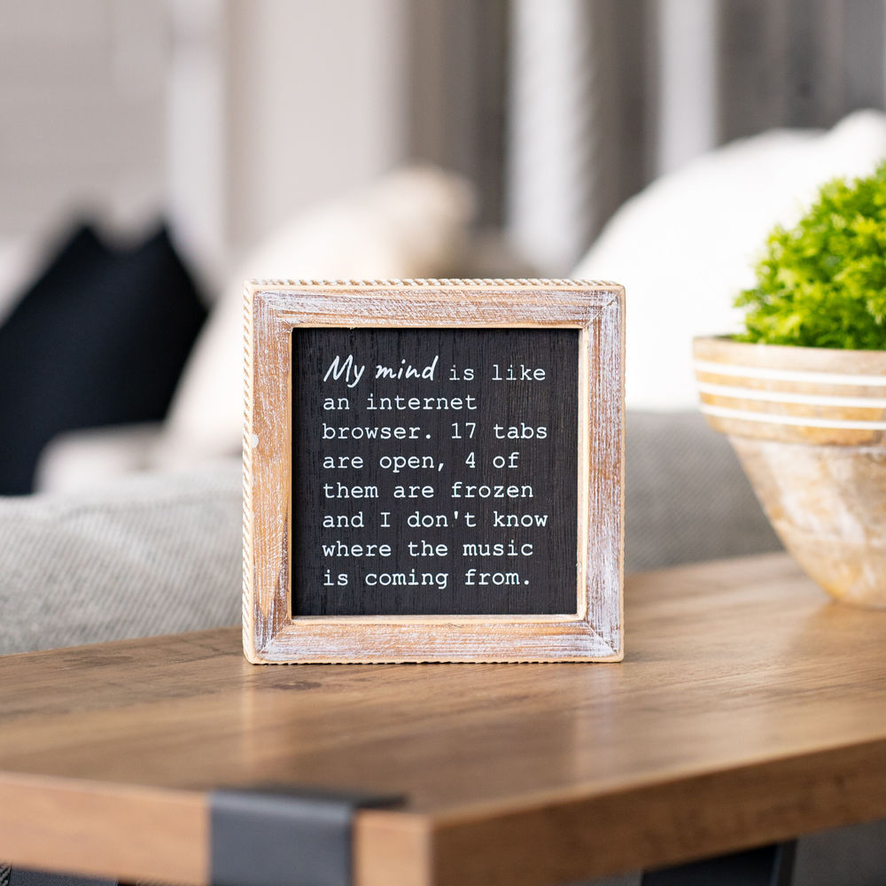 5" Reversible Wood Framed Sign - Browser and Problems | White and Black